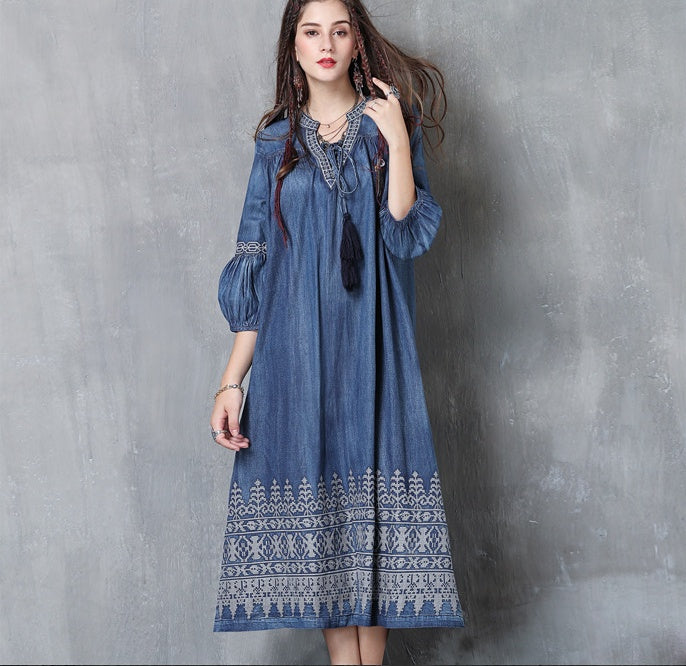 Vintage Embroidered Sleeve Dress