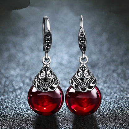 Vintage Round Garnet Earrings