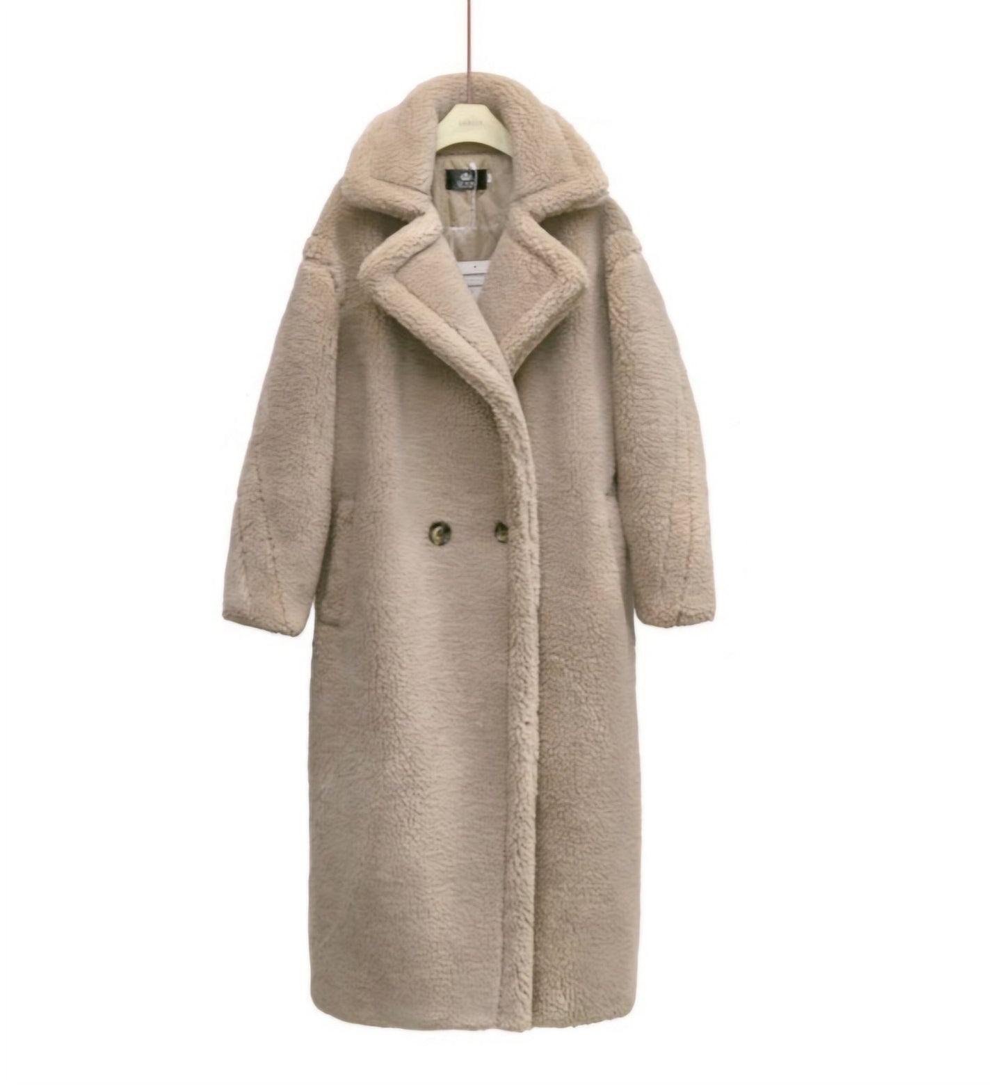 Long winter cashmere lamb coat for warmth and elegance in cold weather.