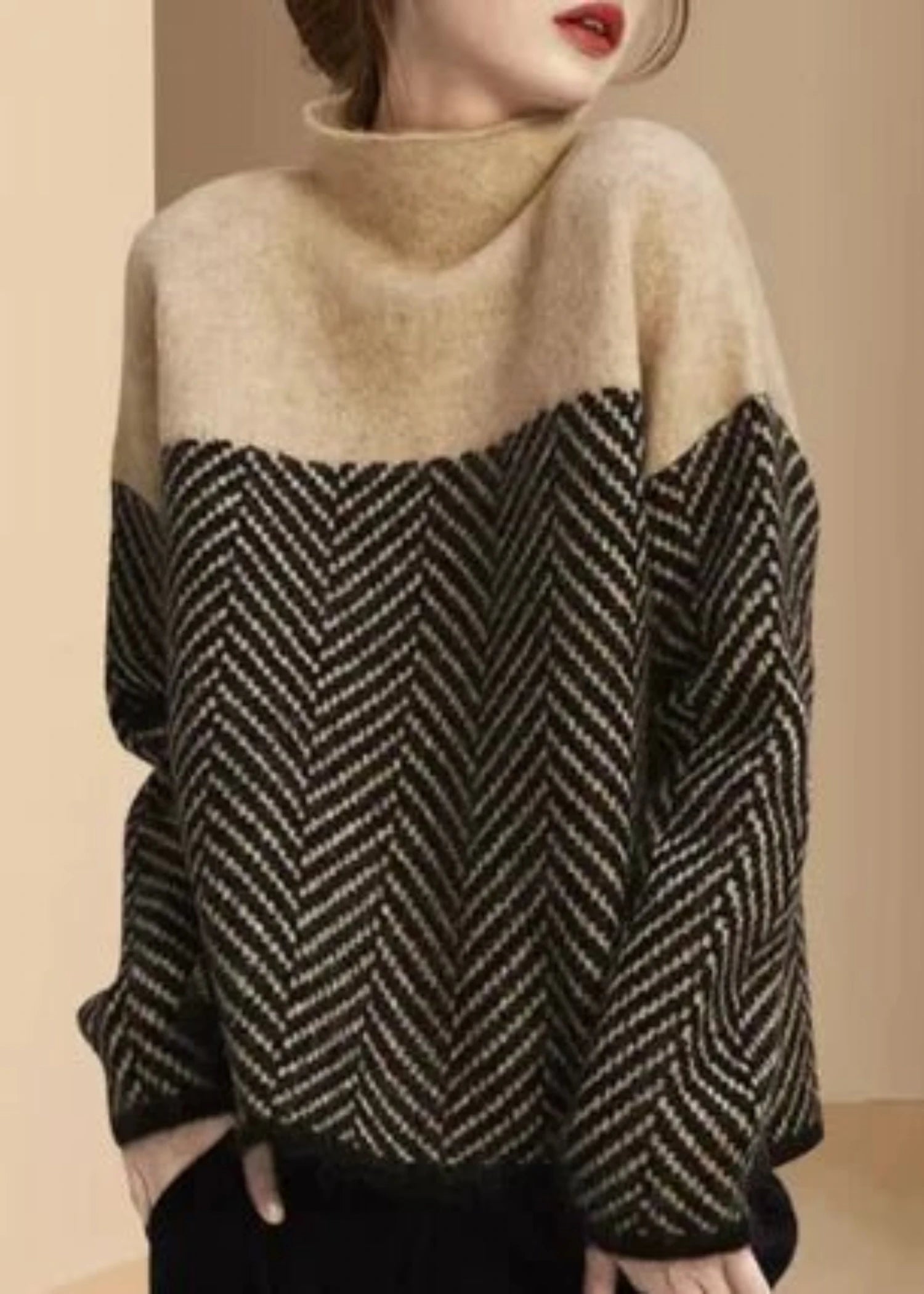 Wool turtleneck sweater for women, warm and stylish.