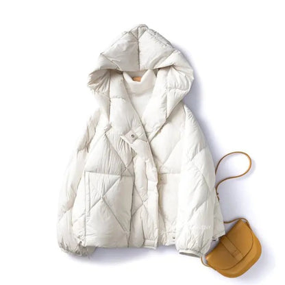 New fashion white duck down short winter jacket, warm and stylish.