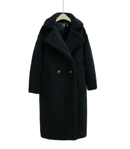 Long winter cashmere lamb coat for warmth and elegance in cold weather.