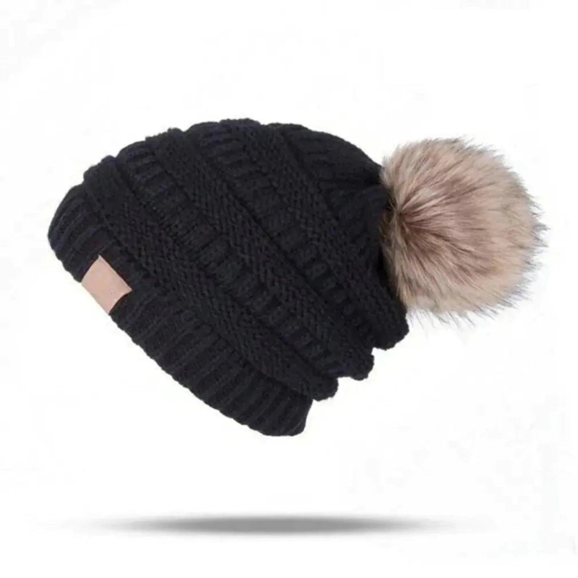 Women's knitted beanie hat, stylish and warm for winter.