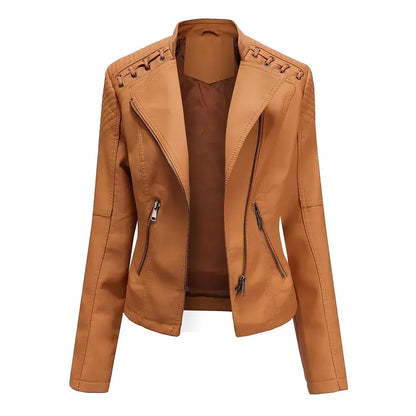 Fashionable feminine leather jacket in sleek design and premium material