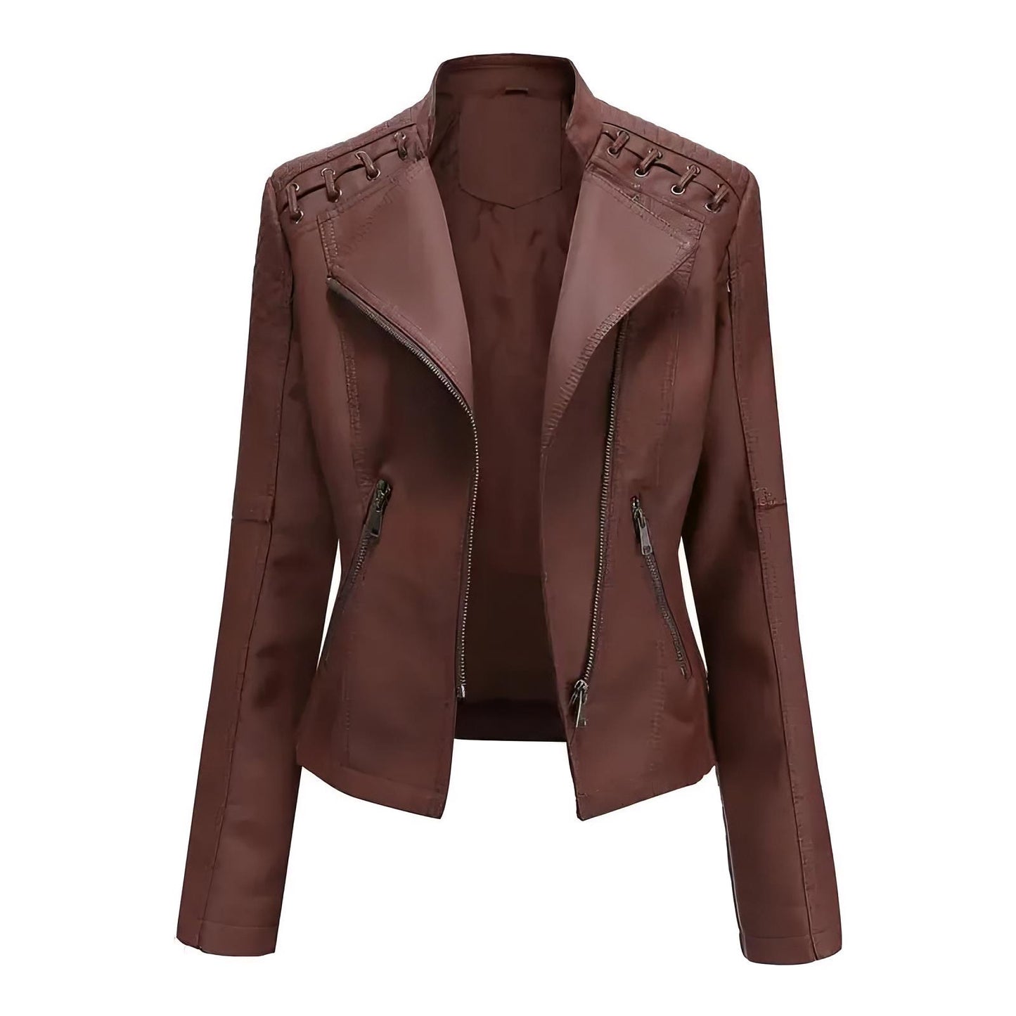 Fashionable feminine leather jacket in sleek design and premium material