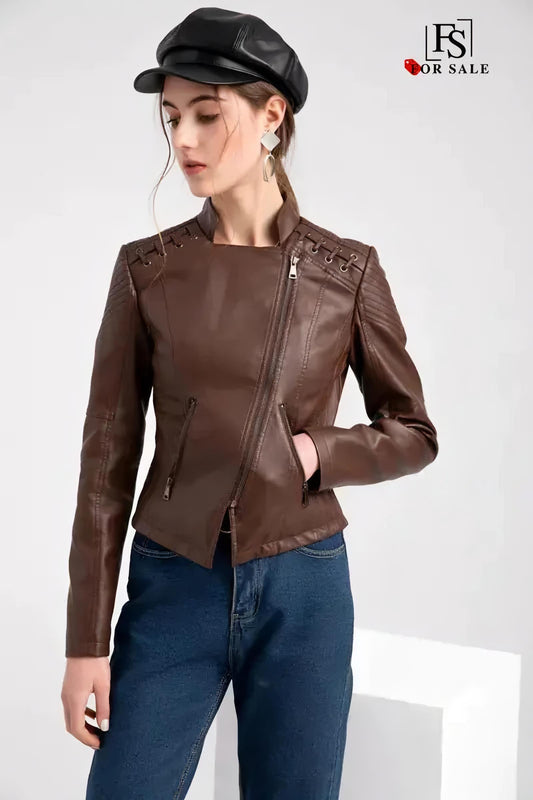 Fashionable feminine leather jacket in sleek design and premium material