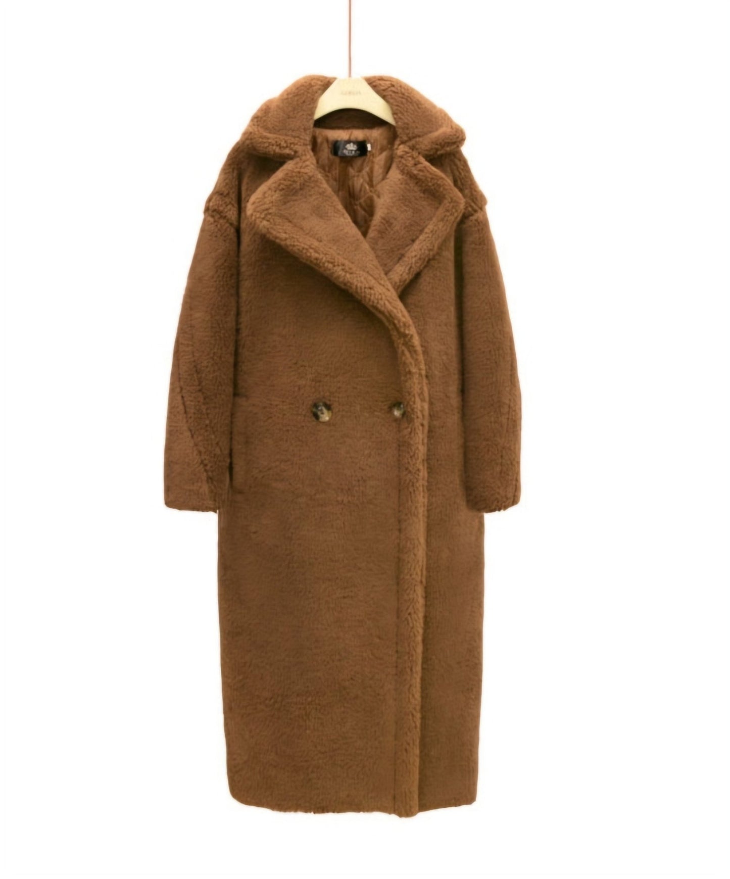 Long winter cashmere lamb coat for warmth and elegance in cold weather.