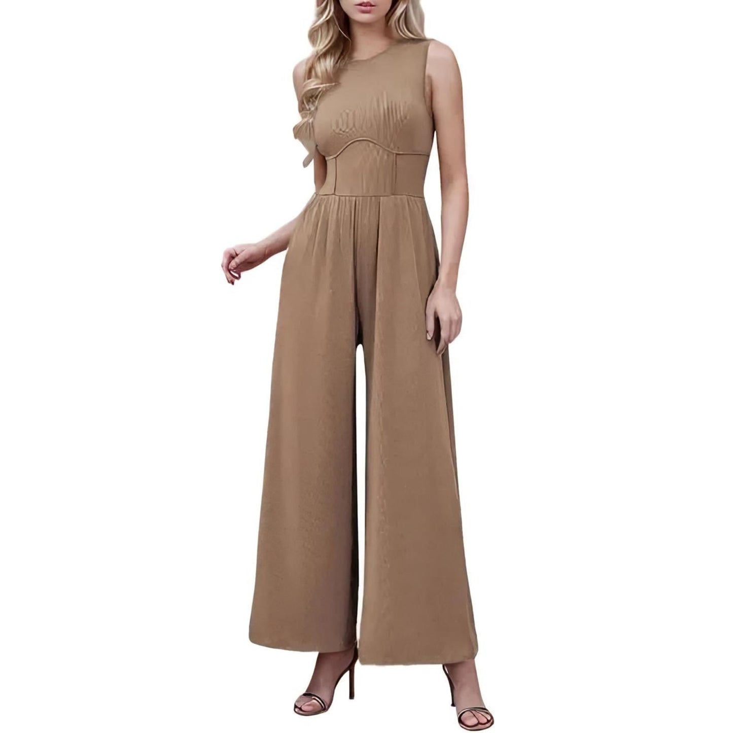 Stylish women's summer ribbed jumpsuit, perfect for comfort and warmth.