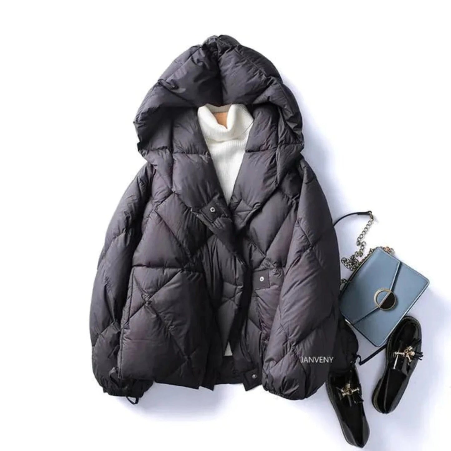 New fashion white duck down short winter jacket, warm and stylish.