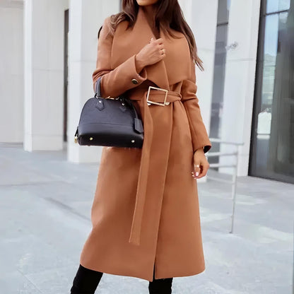 Women's long sleeve fashion trench coat, stylish and versatile outerwear.