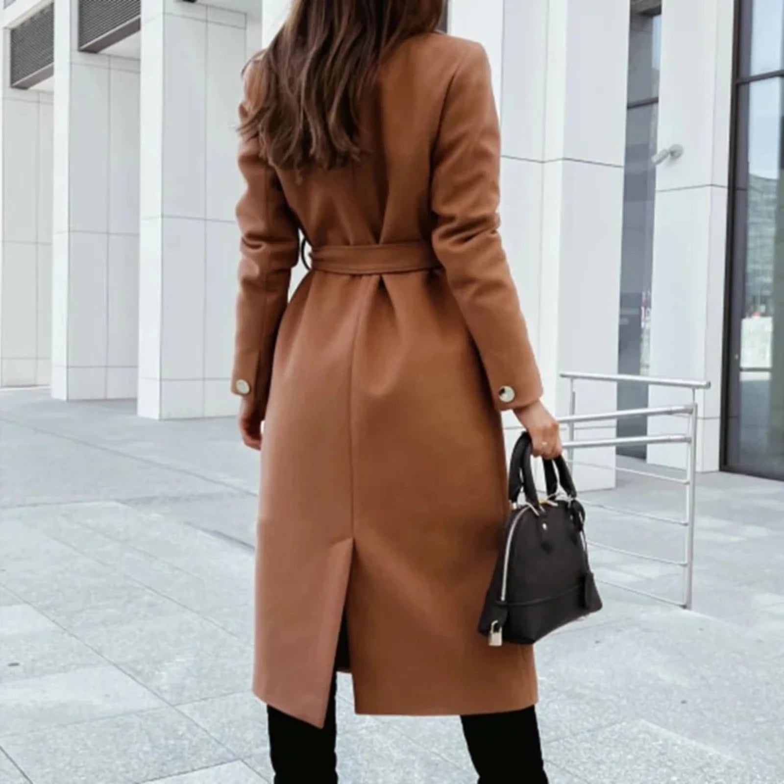 Women's long sleeve fashion trench coat, stylish and versatile outerwear.