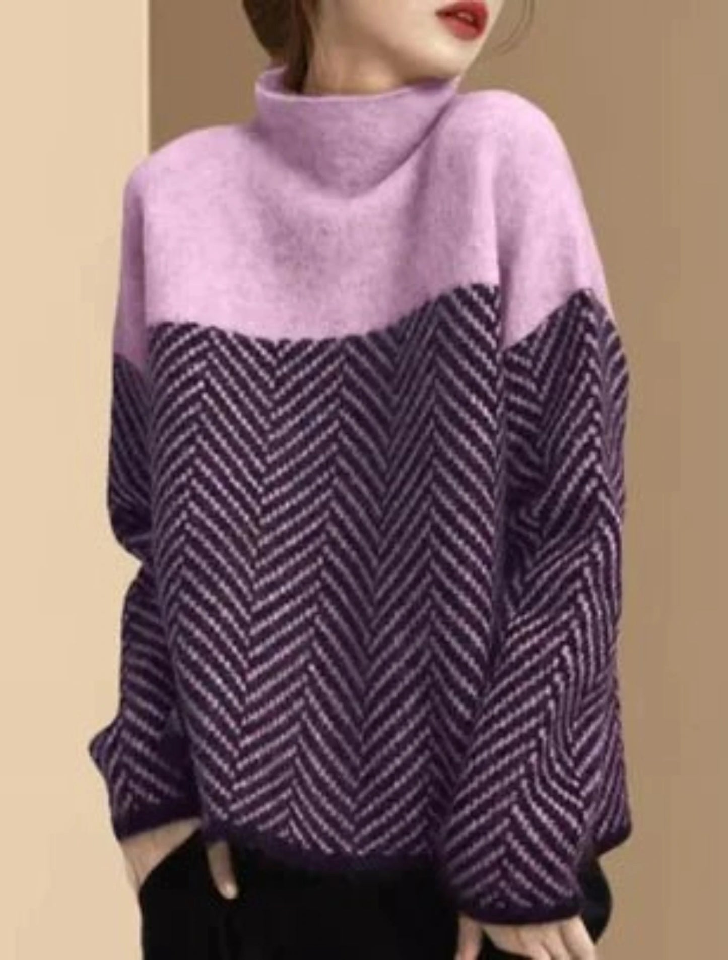 Wool turtleneck sweater for women, warm and stylish.