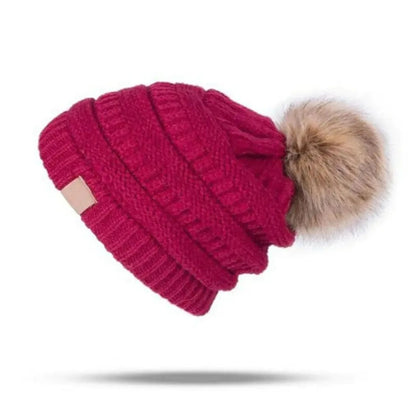 Women's knitted beanie hat, stylish and warm for winter.