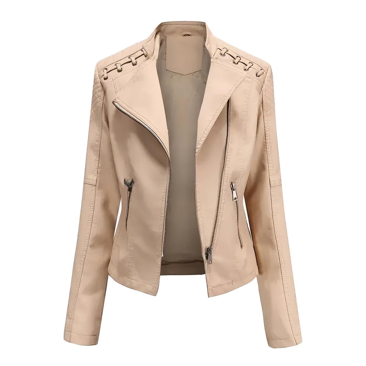 Fashionable feminine leather jacket in sleek design and premium material