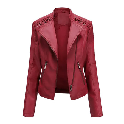 Fashionable feminine leather jacket in sleek design and premium material