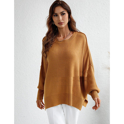 Long sleeve crew neck sweater for women, stylish and comfortable.