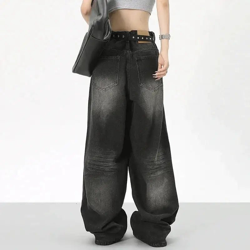 Black Baggy Washed Jeans - Mareslie Apparel