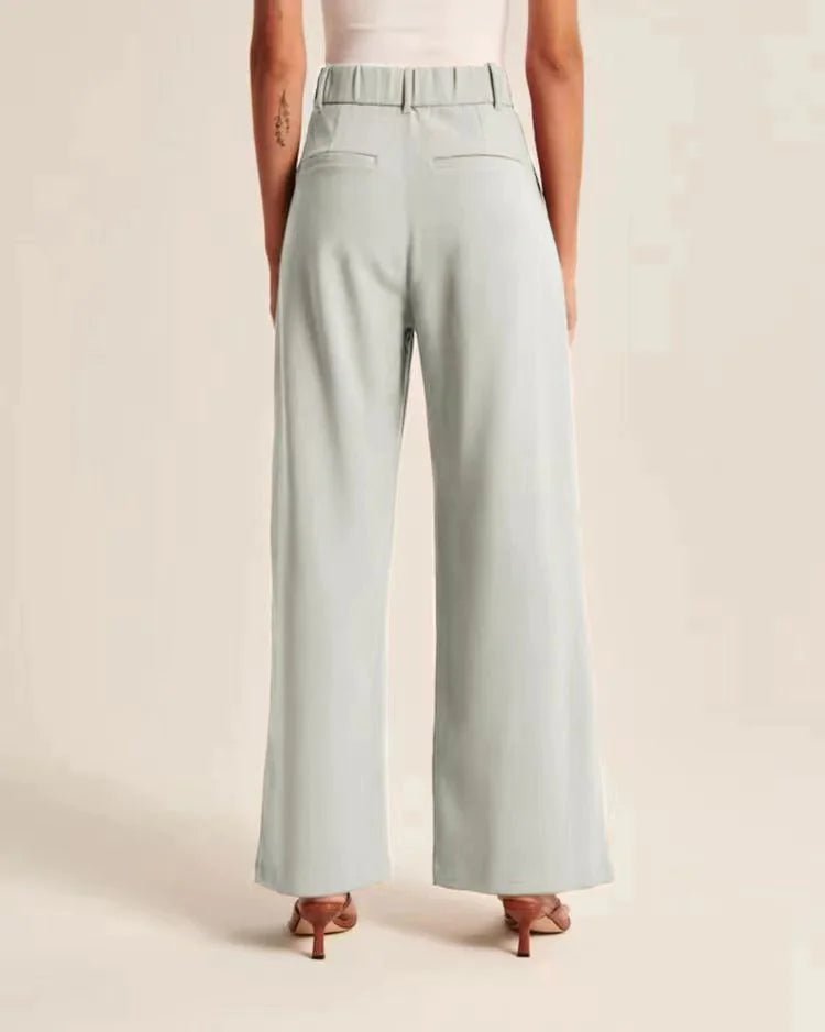 Chic Commuter Wide - Leg Trousers with Pockets - Slimming High - Waist Design - Mareslie Apparel