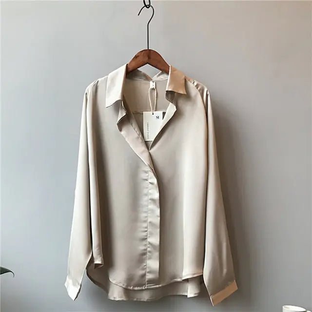 Chic V - Neck Silk Blouse - Mareslie Apparel