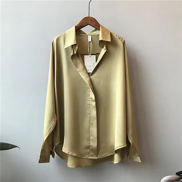 Chic V - Neck Silk Blouse - Mareslie Apparel