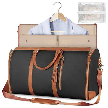 Convertible Leather Garment Duffle Bags for Travel and Carry on. Unisex - Mareslie Apparel