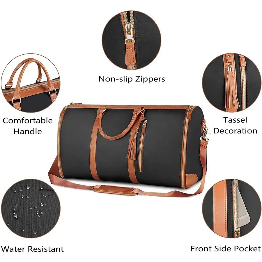 Convertible Leather Garment Duffle Bags for Travel and Carry on. Unisex - Mareslie Apparel