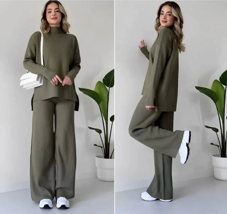 Elegant Essentials Turtleneck and Trousers Set - Mareslie Apparel