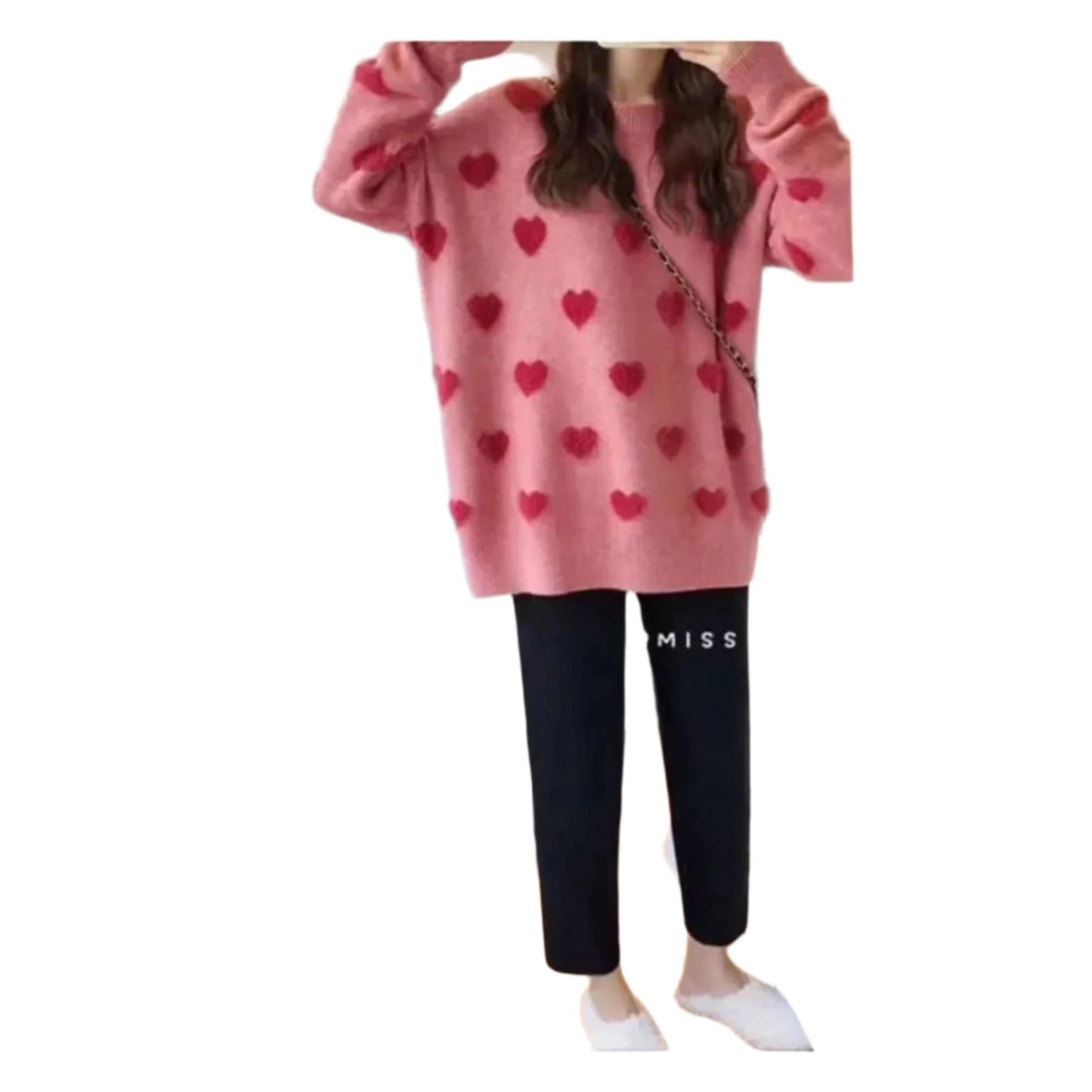 Korean fashion heart design sweater, stylish and cozy for any look.