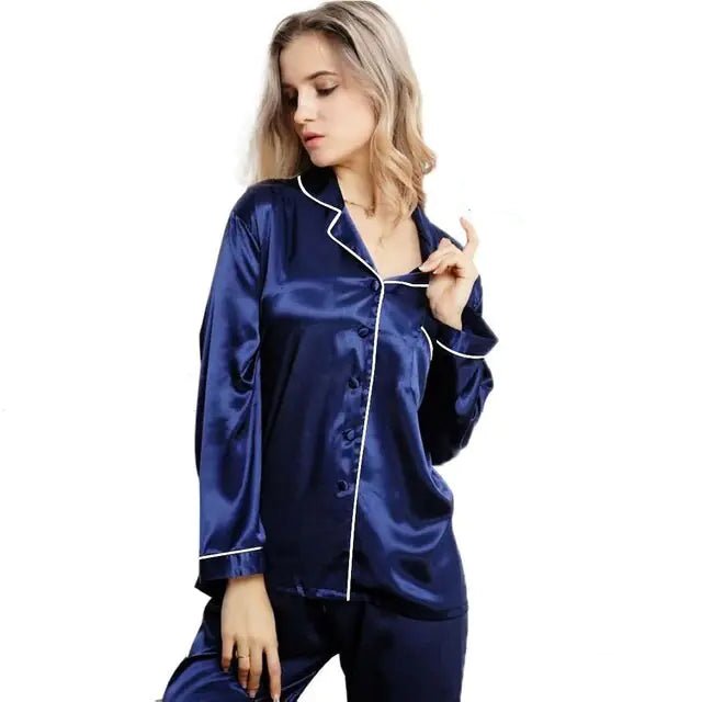 New Elegant Fashion Casual Women Lady Satin Pajamas Set - Mareslie Apparel