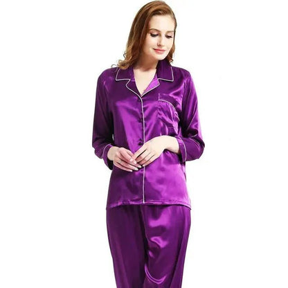 New Elegant Fashion Casual Women Lady Satin Pajamas Set - Mareslie Apparel