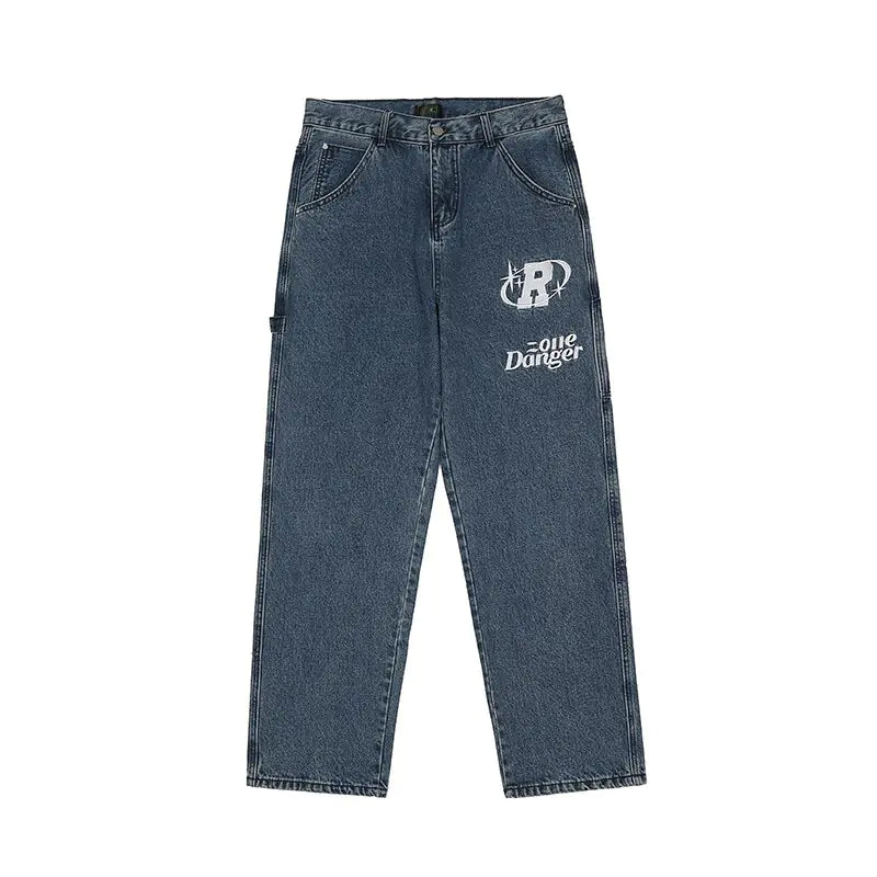 Retro Letter Embroidery Casual Jeans - Mareslie Apparel