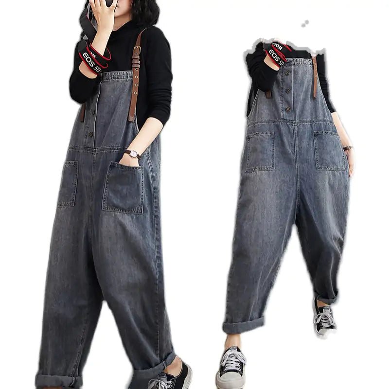 Spring Fashion Button Jeans Harem Jumpsuit - Mareslie Apparel