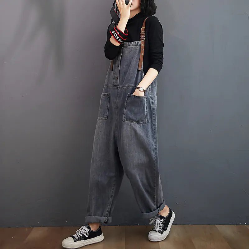 Spring Fashion Button Jeans Harem Jumpsuit - Mareslie Apparel