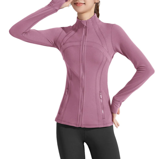 Stand Collar Sports Running Workout Long Sleeve Zipper Jacket for Women - Mareslie Apparel