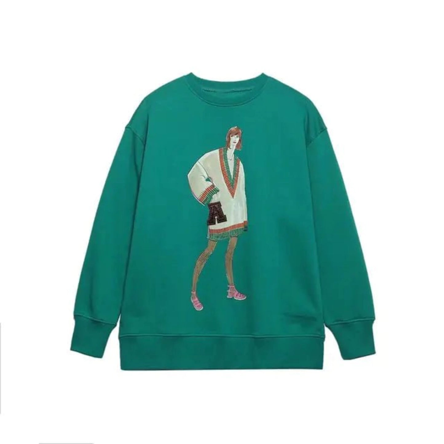 Women's fashion printed basic sweatshirt, stylish and comfortable