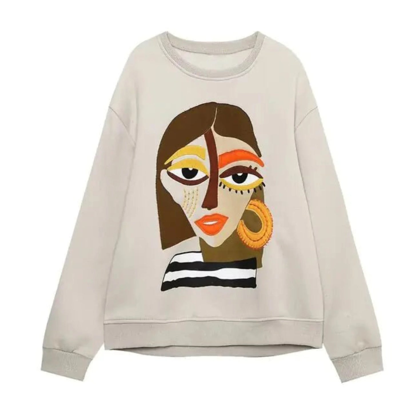 Women's fashion printed basic sweatshirt, stylish and comfortable