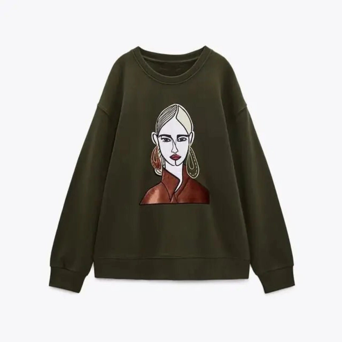 Women's fashion printed basic sweatshirt, stylish and comfortable