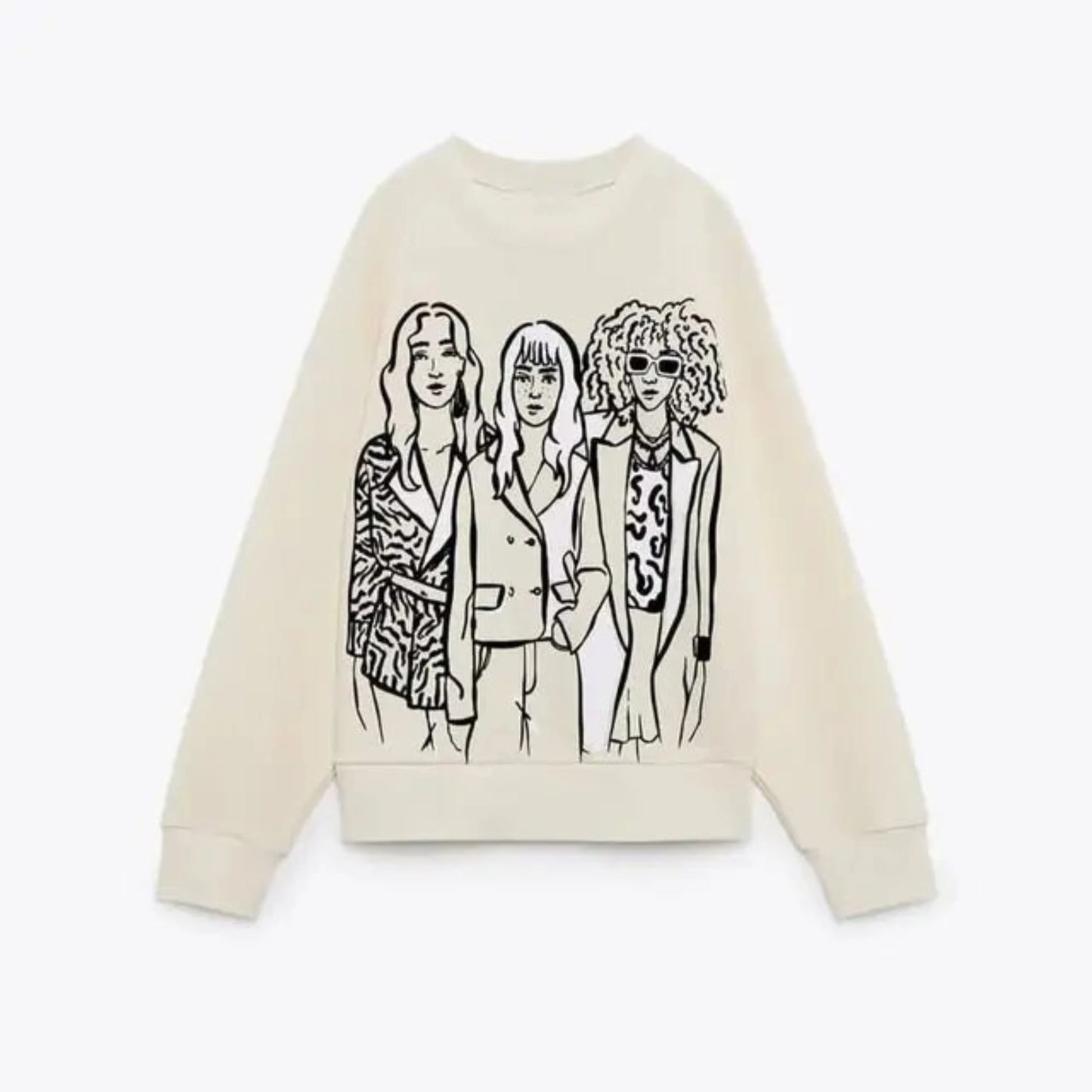 Women's fashion printed basic sweatshirt, stylish and comfortable