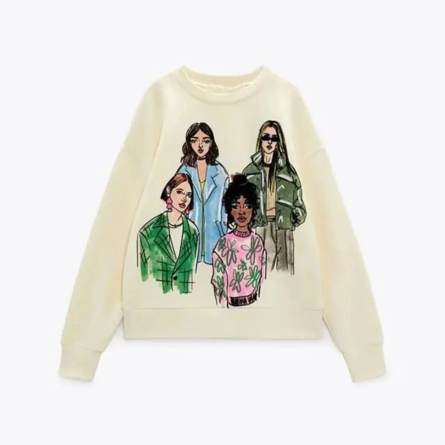 Women's fashion printed basic sweatshirt, stylish and comfortable