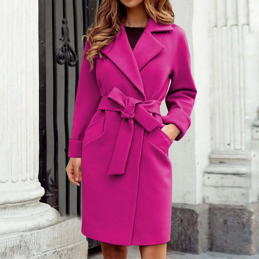 Women's Hot Pink Trench Coat - Mareslie Apparel